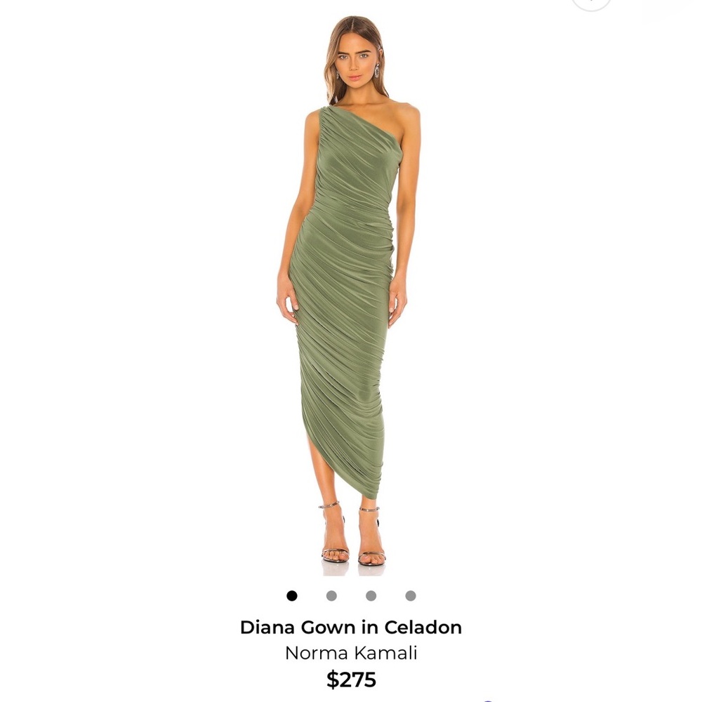 Norma Kamali One-Shoulder Celadon Diana Dress